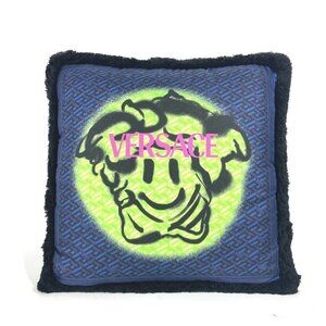 VERSACE medusa logo pillow pillow interior cushion silk blue/Green x Black